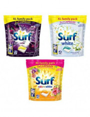 Pachet detergent Surf Black Orchid, Hawaii si White, 3 x 42 bucati foto