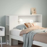 vidaXL Tăblie de pat cu depozitare alb 90 cm lemn masiv de pin