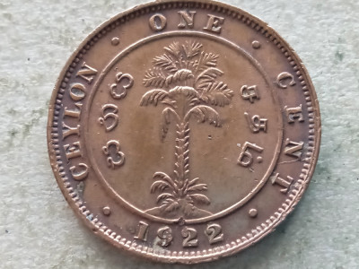 CEYLON-1 CENT 1922 foto