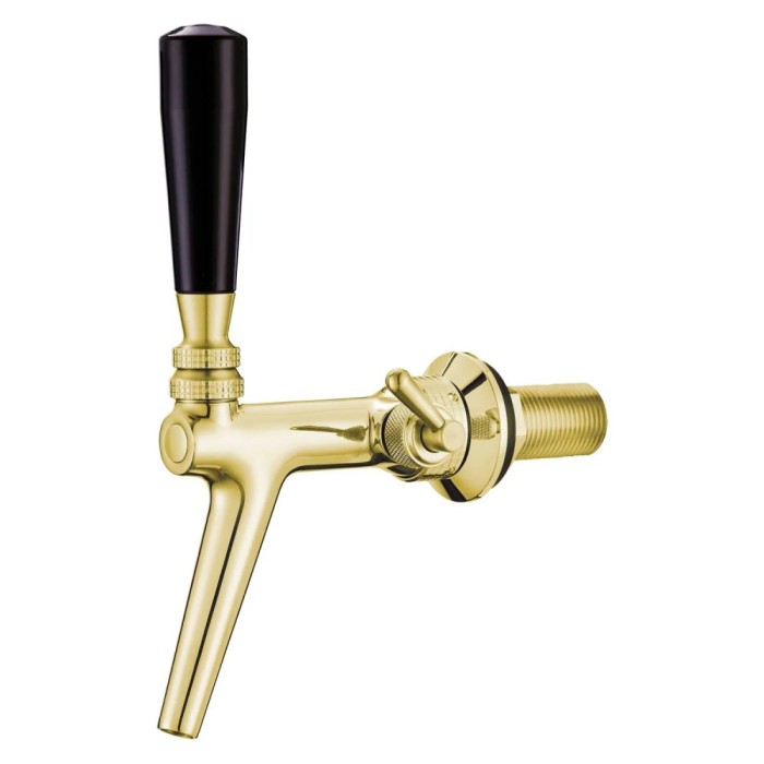 Zapfhahn, Kompensatorhahn, Bierzapfhahn, Schankhahn aus Chromnickelstahl mit Edelstahl Kompensator, Goldfarben
