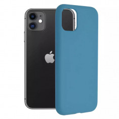 Husa iPhone 11 Silicon Albastru Slim Mat cu Microfibra SoftEdge foto