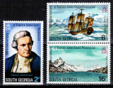 Georgia de Sud 1975, Mi #49-51**, Cook, navigatie, corabii, MNH! Cota 14 &euro;!, Transporturi, Nestampilat