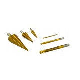 Set burghie treptate conice si burghie pentru frezat, otel HSS 4241, 6 piese, Verke