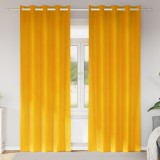 vidaXL Draperii opace cu ocheți, 2 buc., galben muștar, catifea
