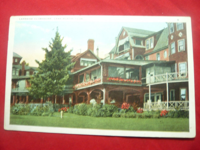 Ilustrata color SUA inc.sec.XX- Lakeside Clubhouse Lake Placid Club NY