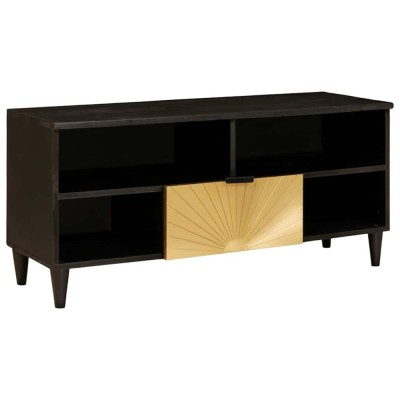 vidaXL Cabinet TV Negru și Aur 100 x 33 x 46 cm Lemn masiv de mango 4017844 foto