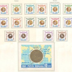 Romania 1964 Mi 2345/60 A+B + bl 59 MNH - Medalii romanesti la JO