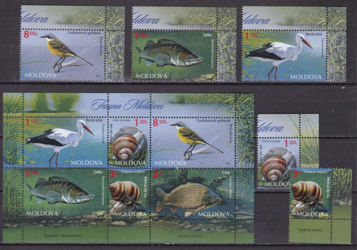 Moldova 2014 fauna MI 883-888 + bl. 67 MNH