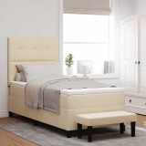 Cumpara ieftin Pat cu arcuri cu headboard Crem 100 x 200 cm tesatura