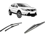 Cumpara ieftin Set 3 stergatoare NISSAN QASHQAI II (J11, J11_) din 2013-2020, pentru parbriz si luneta fata si spate auto, Bosch Twin-Aerotwin Retrofit, din cauciuc