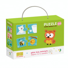 Duo Puzzle - Unde traiesc animalele? (2 piese) PlayLearn Toys foto