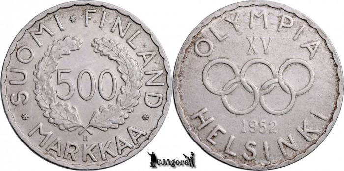 1952 H, 500 Markkaa - Jocurile Olimpice - Finlanda | KM 35