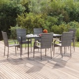 vidaXL Set mobilier de grădină, 7 piese, gri, poliratan