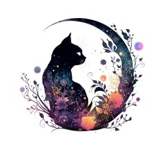 Sticker decorativ Pisica Noptii, Multicolor, 55 cm, 5524ST foto