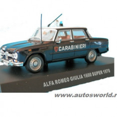 Macheta auto Alfa Romeo Giulia 1600 super carabinieri 1970, 1:43 Deagostini