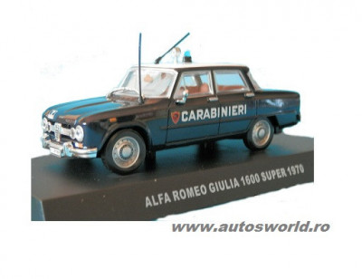 Macheta auto Alfa Romeo Giulia 1600 super carabinieri 1970, 1:43 Deagostini foto