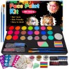 Set Pictura Fata Corp Copii 20 Culori Non-Toxic, Hipoalergenic + Pensule, Buretei, Sabloane, Stickere Tatuaj, Creta Colorata Par