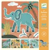 Sabloane Djeco Animale Salbatice, 5 buc, Plastic, 4-7 ani, Joc creativ desen, Multicolor