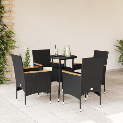 Set mobilier de gradina cu perne 5 piese negru poliratan&amp;amp;sticla GartenMobel Dekor foto