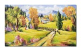 Cumpara ieftin Tablou pictat manual, Amintiri din copilarie, peisaj din natura, 100x60cm pictura ulei pe panza, gata de agatat pe perete