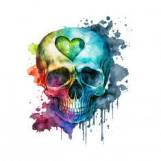 Sticker decorativ Skull Art, Multicolor, 65 cm, 5876ST