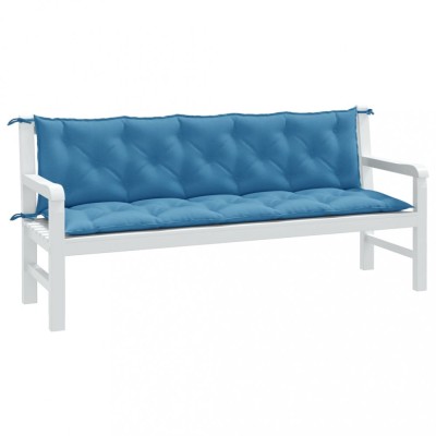 vidaXL Pernă bancă de grădină 2 buc melanj albastru 180x50x7 cm textil foto