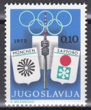 Iugoslavia 1972 - Jocurile Olimpice Sapporo si M&uuml;nchen, MNH