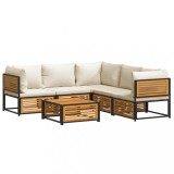 Set de canapele gradina cu perne, 6 piese, lemn masiv acacia