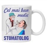 Cana alba personalizata &quot;cel mai bun stomatolog&quot;, INOVATIX&reg;. 330ml