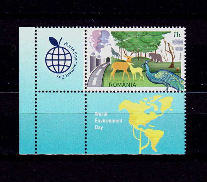 ✅RO 2023 LP 2420 &quot;Ziua Mediulu &quot;,serie+vinieta+ un tabs ( st. sau dr. ! ) ,MNH