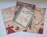 Lot 3 partituri muzicale vechi: B. Peter. Un roman e iubire / L'armee du Chahut / Tout Change, Bucuresti, interbelice?