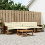 vidaXL Set de canapele de exterior cu pernă 5 pcs Natural și Crem 3381230