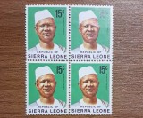 Sierra Leone &ndash; Bloc de 4 timbre cu Sir Milton Margai, primul Prim-Ministru al statului independent (MNH)