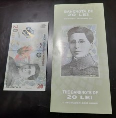 Romania 20 Lei Unc 2021+ pliant de prezentare foto