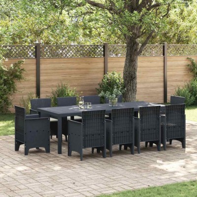 vidaXL Set de masă pentru grădină 11 pcs Antracit Ratan Polt 3378596 foto