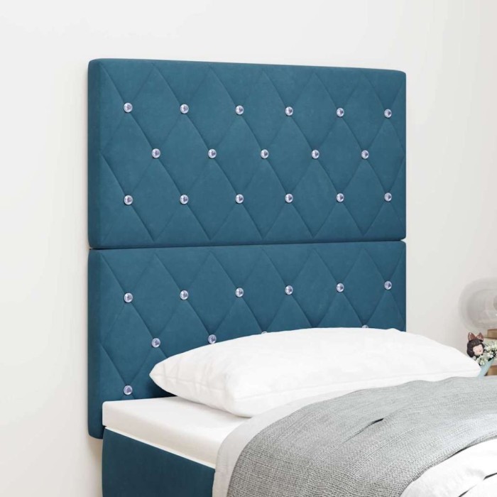 vidaXL Tăblie LED cu lumini cu bandă LED Albastru &icirc;nchis 80 cm Catifea