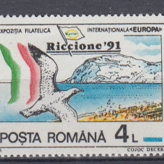 ROMANIA 1991 LP 1256 TARGUL FILATELIC INTERNATIONAL RICCIONE MNH