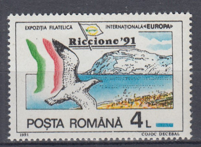 ROMANIA 1991 LP 1256 TARGUL FILATELIC INTERNATIONAL RICCIONE MNH foto