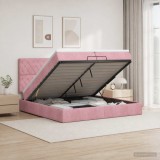 Cumpara ieftin Pat Ottoman cu Saltea si LED Roz 200 x 200 cm Catifea