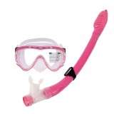 Set scuba diving si snorkeling Aloma CT-3 pentru copii 5-12 ani, format din masca si tub, lentila singulara, roz