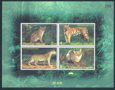Thailanda 1998 - Fauna, feline, bloc neuzat foto