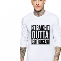 Bluza barbati alba - Straight Outta Cotroceni - XL