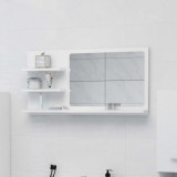 Oglinda de baie, alb, 90 x 10,5 x 45 cm, PAL GartenMobel Dekor, vidaXL