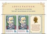 ROMANIA 2022 - LOUIS PASTEUR, Serie +Serie cu vinieta si bordura, LP 2397 MNH**