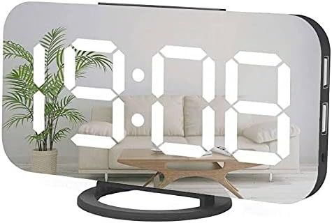 Ceas cu alarmă Dital, ceas cu LED mare cu oglindă, numere mari, lumină de noapte