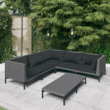 Set de mobilier de gradina &amp; perne 6 piese gri &icirc;nchis poliratan GartenMobel Dekor, vidaXL