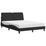 Cumpara ieftin Pat cu saltea, negru, 140x200 cm, catifea