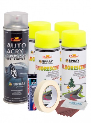 Kit complet reparatie si vopsire jante culoare Galben Fluorescent, V4 foto