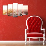 Cumpara ieftin Tablou MDF ( 5 buc ) Paris Drone, Multicolor, 60x110 cm