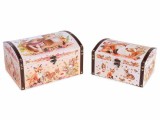 Cumpara ieftin Set 2 cufere depozitare lemn, Caprioara si Veverite 28x20,5x15,5 H, 23 x 16,5 x 12,5 H